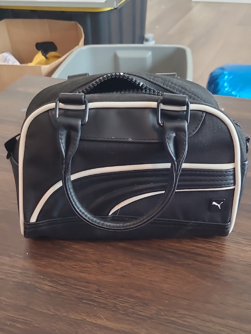 Puma Black Toiletry Bag with White Piping